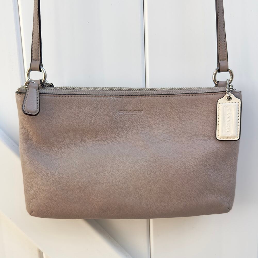 Coach Lyla Park Leather Double Gusset Nude Soft Pebbled Shoulder Bag Crossbody